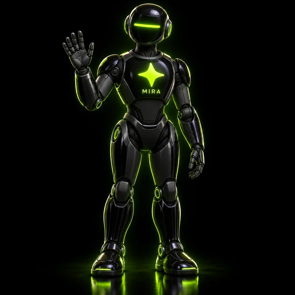 MIRA-01 humanoid robot with the MIRA star on its chest